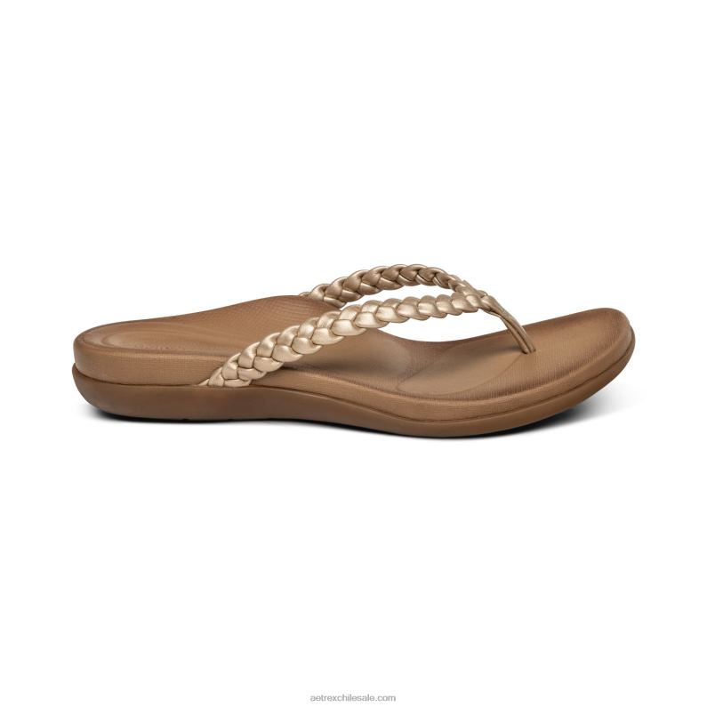 mujer oro Aetrex sandalia de dedo rachel 2TB4B265