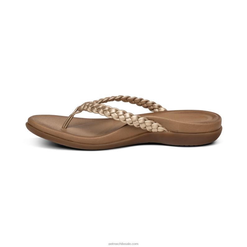 mujer oro Aetrex sandalia de dedo rachel 2TB4B265