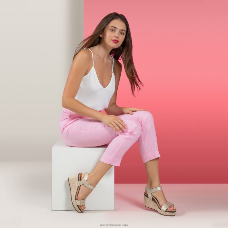 mujer champán Aetrex alpargata cuña sydney con tira de cuarto 2TB4B275