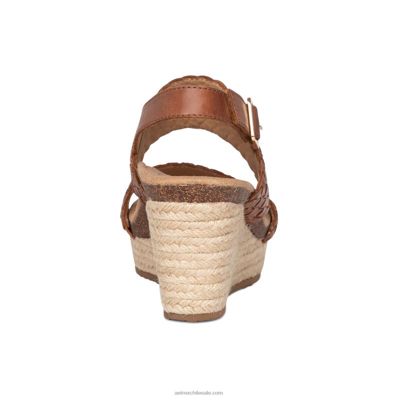 mujer coñac Aetrex cuña de correa de cuarto tejida de verano 2TB4B192