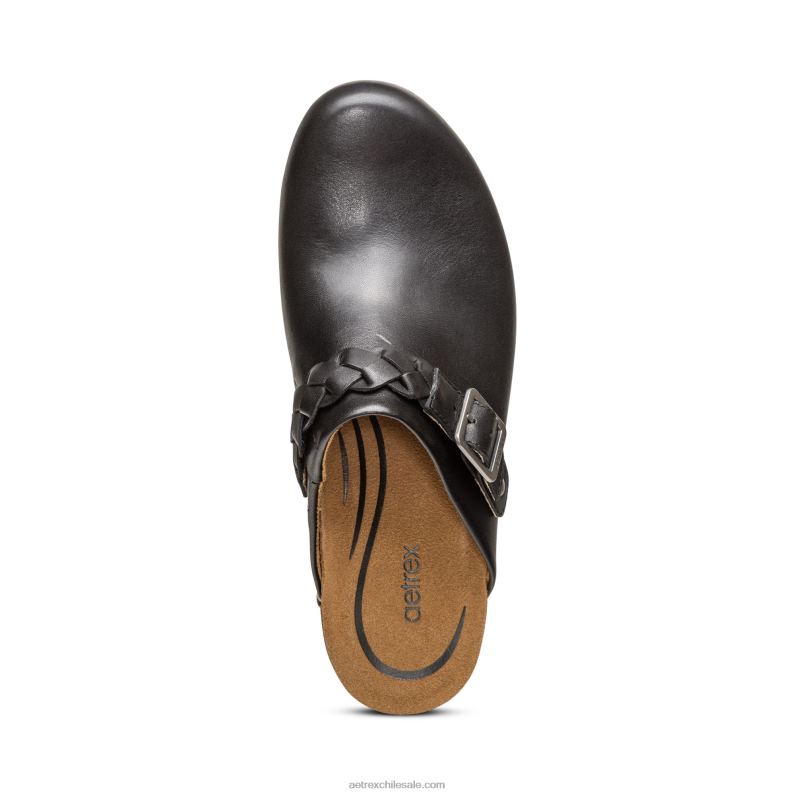 mujer cuero negro Aetrex zueco corey 2TB4B221