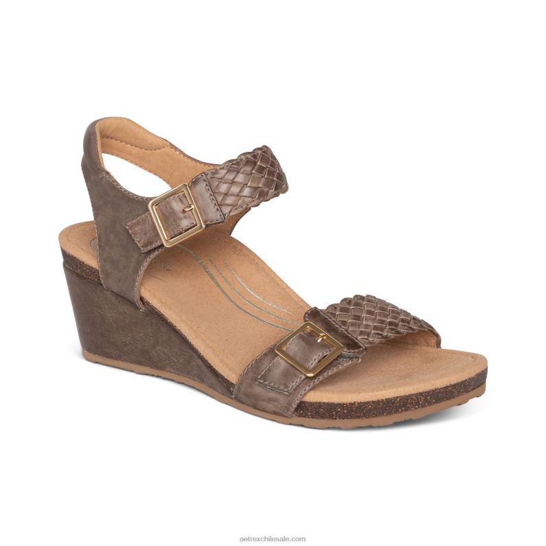 mujer gris pardo Aetrex cuña entretejida ajustable grace 2TB4B57
