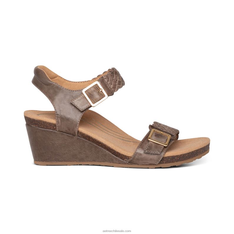 mujer gris pardo Aetrex cuña entretejida ajustable grace 2TB4B57