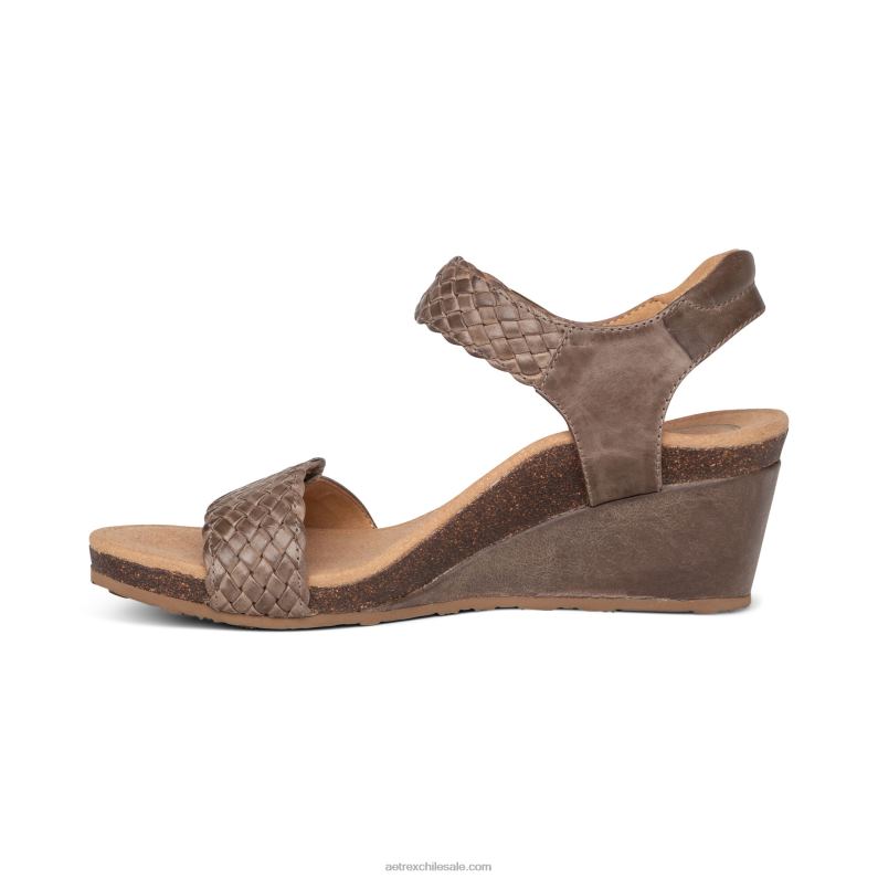 mujer gris pardo Aetrex cuña entretejida ajustable grace 2TB4B57