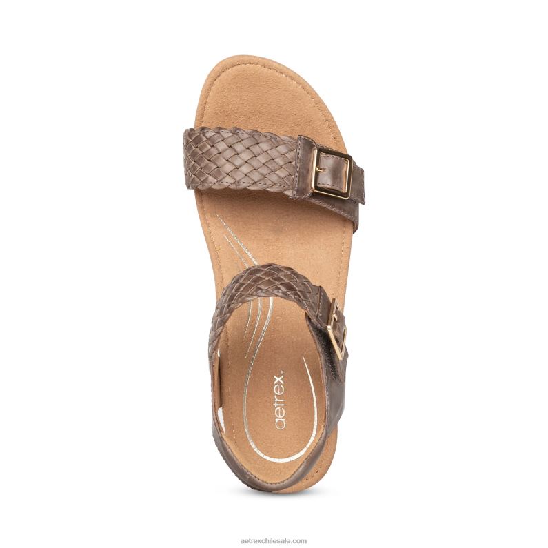 mujer gris pardo Aetrex cuña entretejida ajustable grace 2TB4B57