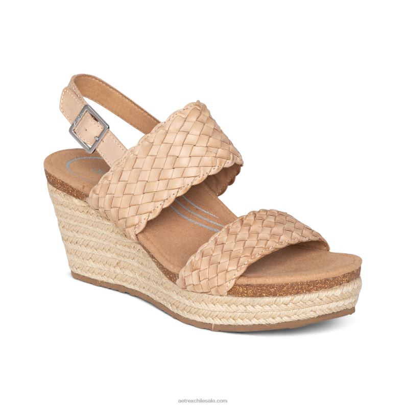 mujer hueso Aetrex cuña de correa de cuarto tejida de verano 2TB4B153