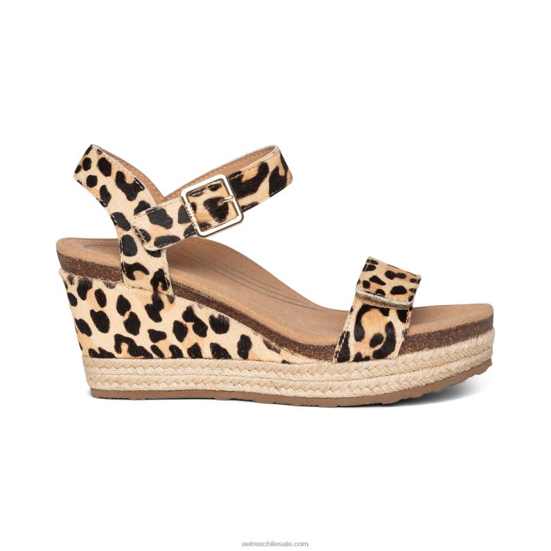 mujer leopardo Aetrex alpargata cuña sydney con tira de cuarto 2TB4B53