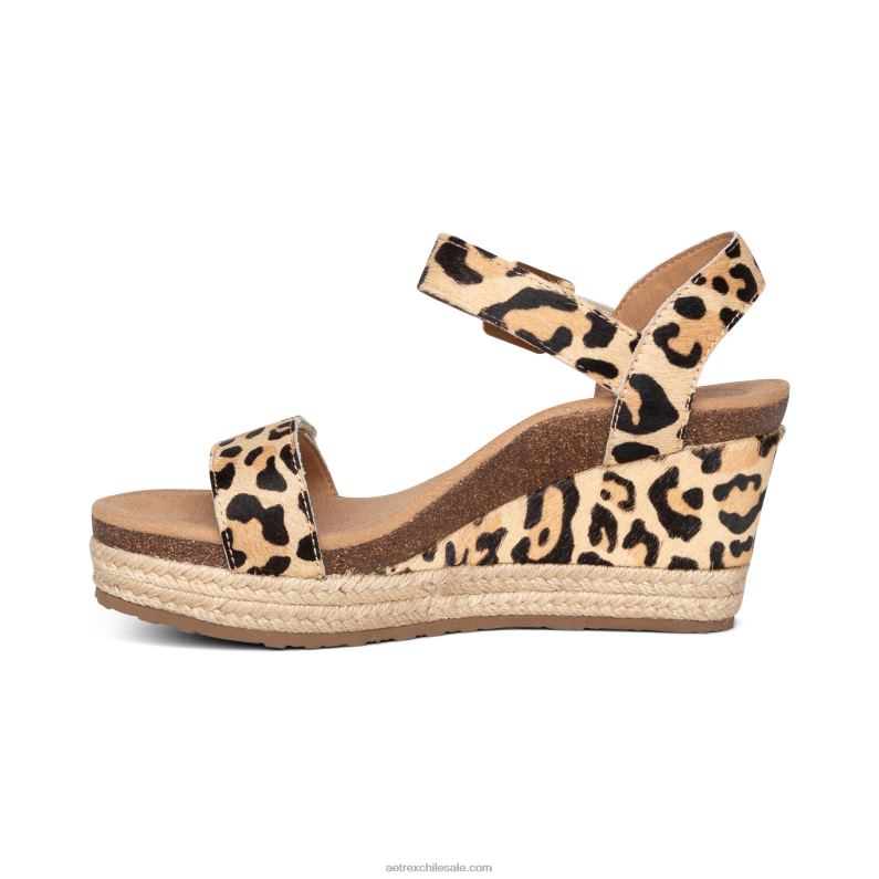 mujer leopardo Aetrex alpargata cuña sydney con tira de cuarto 2TB4B53
