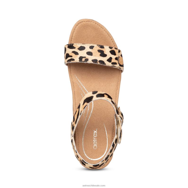 mujer leopardo Aetrex alpargata cuña sydney con tira de cuarto 2TB4B53