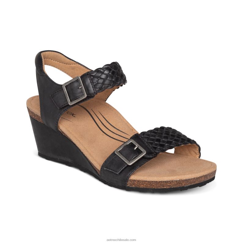 mujer negro Aetrex cuña entretejida ajustable grace 2TB4B54