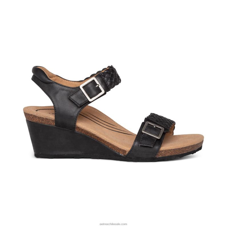 mujer negro Aetrex cuña entretejida ajustable grace 2TB4B54