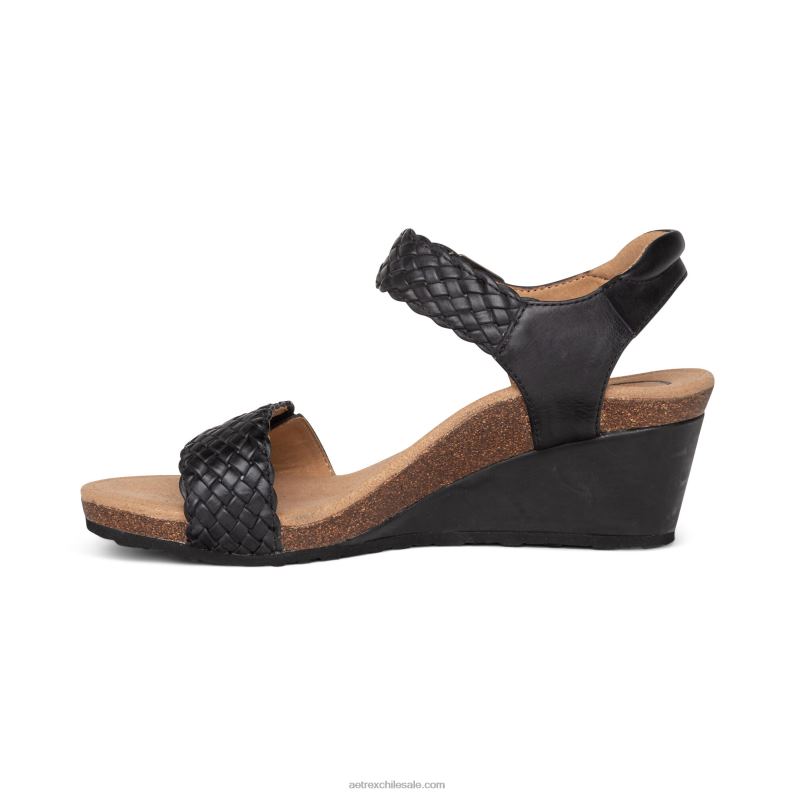 mujer negro Aetrex cuña entretejida ajustable grace 2TB4B54