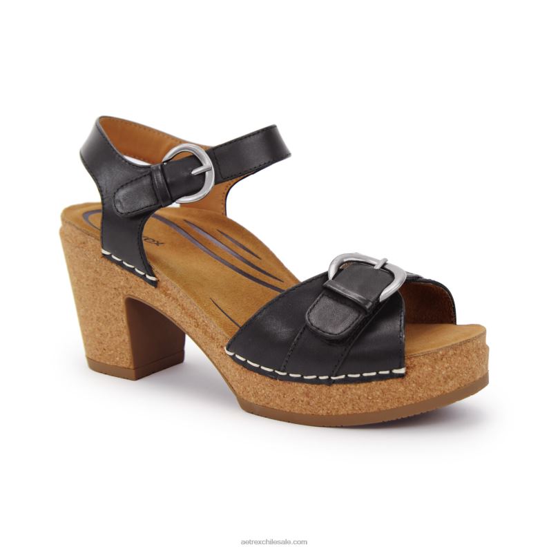 mujer negro Aetrex tacones tory con punta abierta 2TB4B268