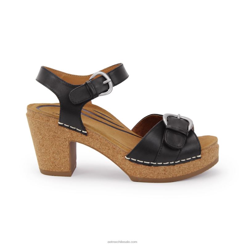 mujer negro Aetrex tacones tory con punta abierta 2TB4B268