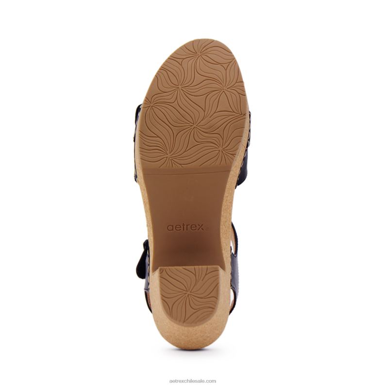 mujer negro Aetrex tacones tory con punta abierta 2TB4B268