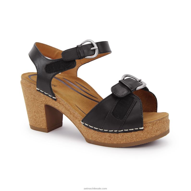 mujer negro Aetrex tacones tory con punta abierta 2TB4B268