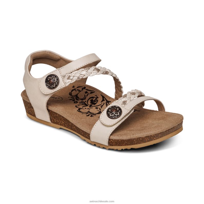 mujer Marfil Aetrex sandalias jillian con tiras trenzadas 2TB4B305