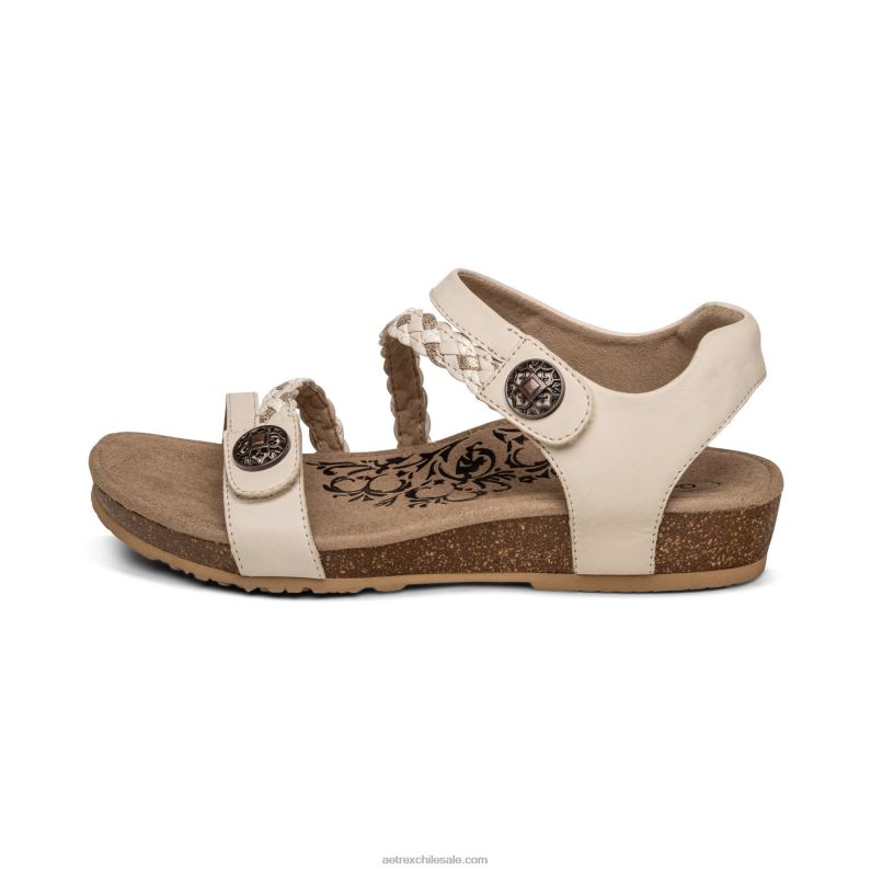 mujer Marfil Aetrex sandalias jillian con tiras trenzadas 2TB4B305