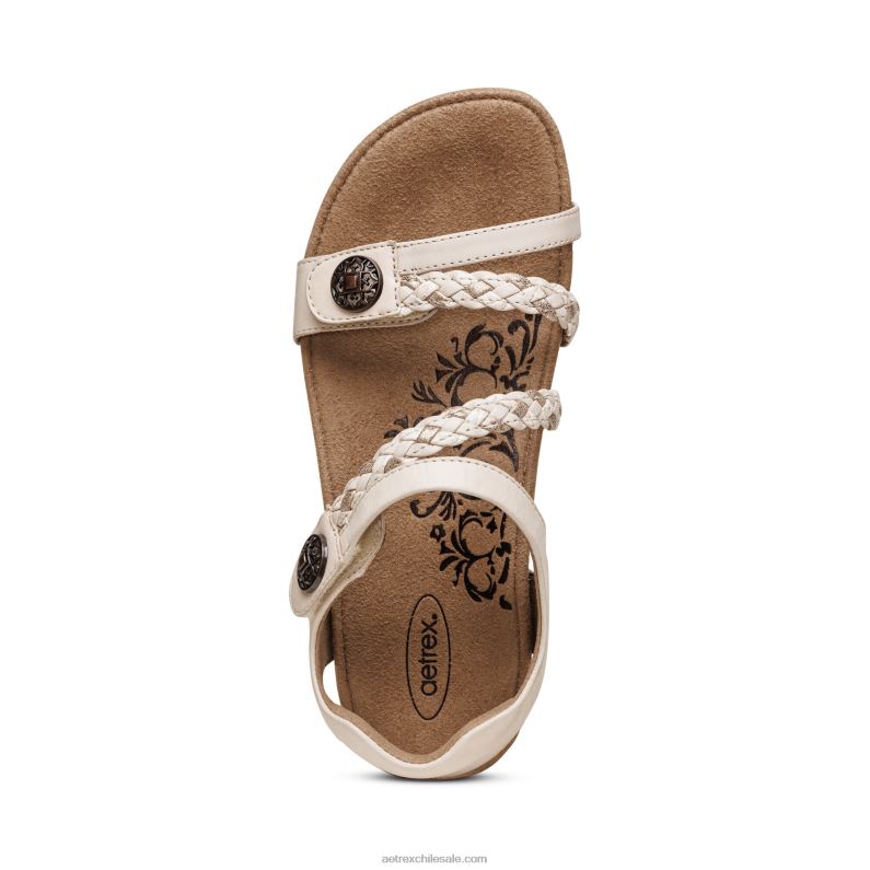 mujer Marfil Aetrex sandalias jillian con tiras trenzadas 2TB4B305