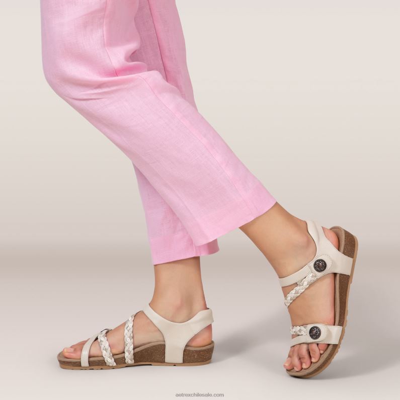 mujer Marfil Aetrex sandalias jillian con tiras trenzadas 2TB4B305