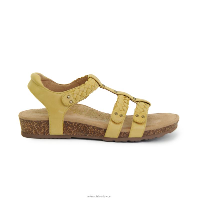 mujer amarillo Aetrex sandalias gladiadoras reese ajustables 2TB4B170