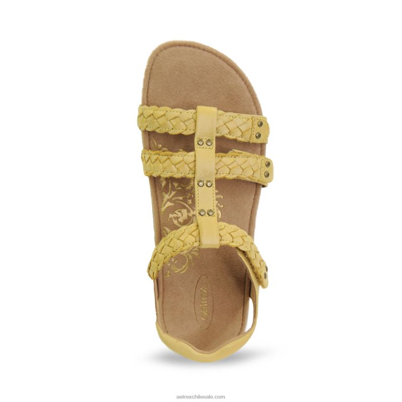 mujer amarillo Aetrex sandalias gladiadoras reese ajustables 2TB4B170