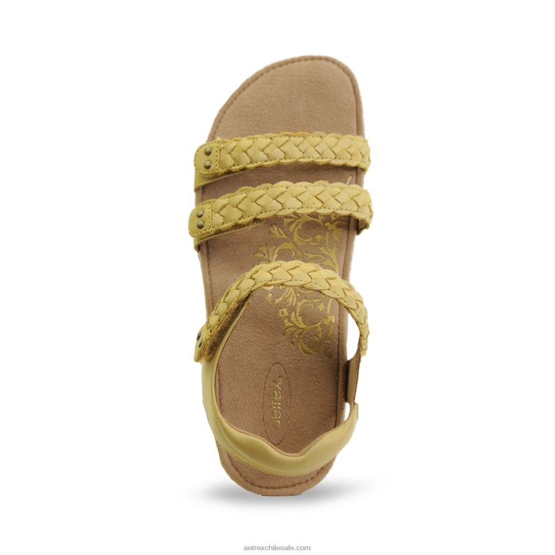 mujer amarillo Aetrex sandalias gladiadoras reese ajustables 2TB4B170
