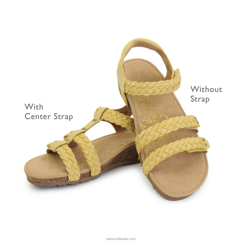 mujer amarillo Aetrex sandalias gladiadoras reese ajustables 2TB4B170