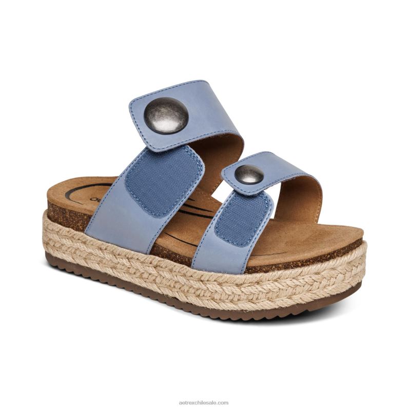 mujer azul Aetrex sandalia con plataforma sofie 2TB4B197