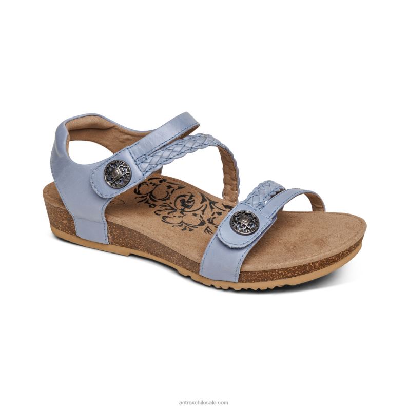 mujer azul Aetrex sandalias jillian con tiras trenzadas 2TB4B198