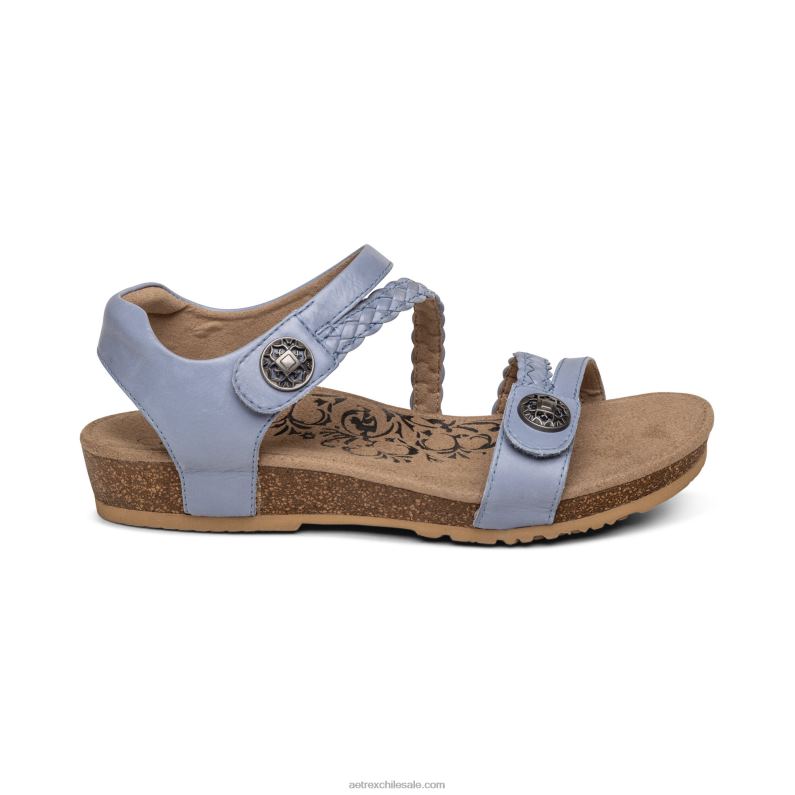 mujer azul Aetrex sandalias jillian con tiras trenzadas 2TB4B198