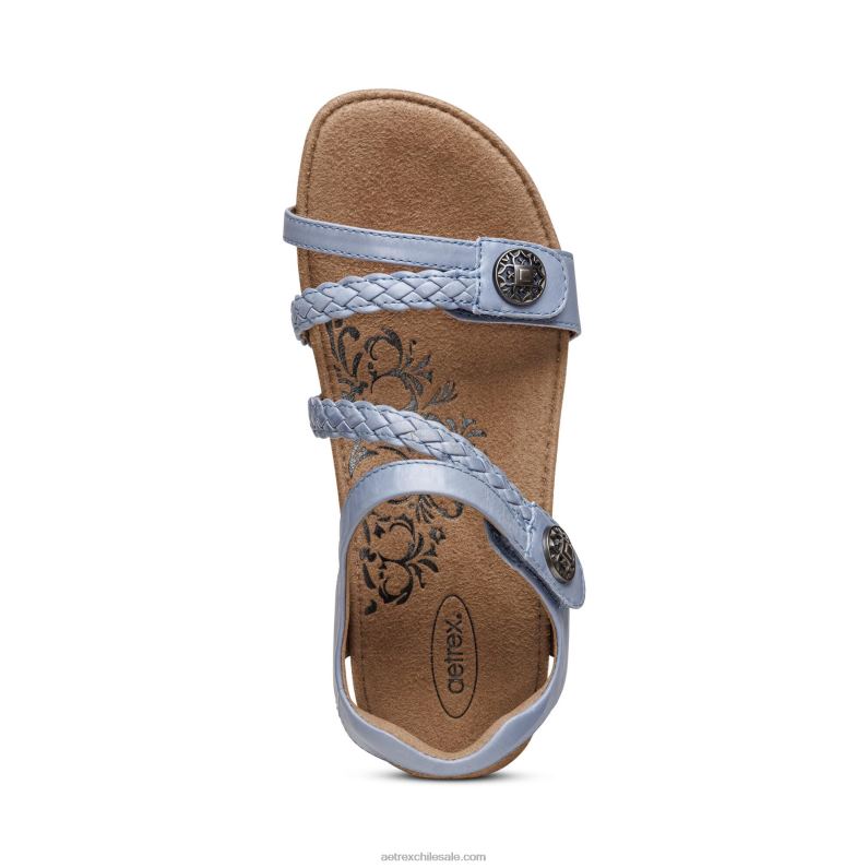 mujer azul Aetrex sandalias jillian con tiras trenzadas 2TB4B198