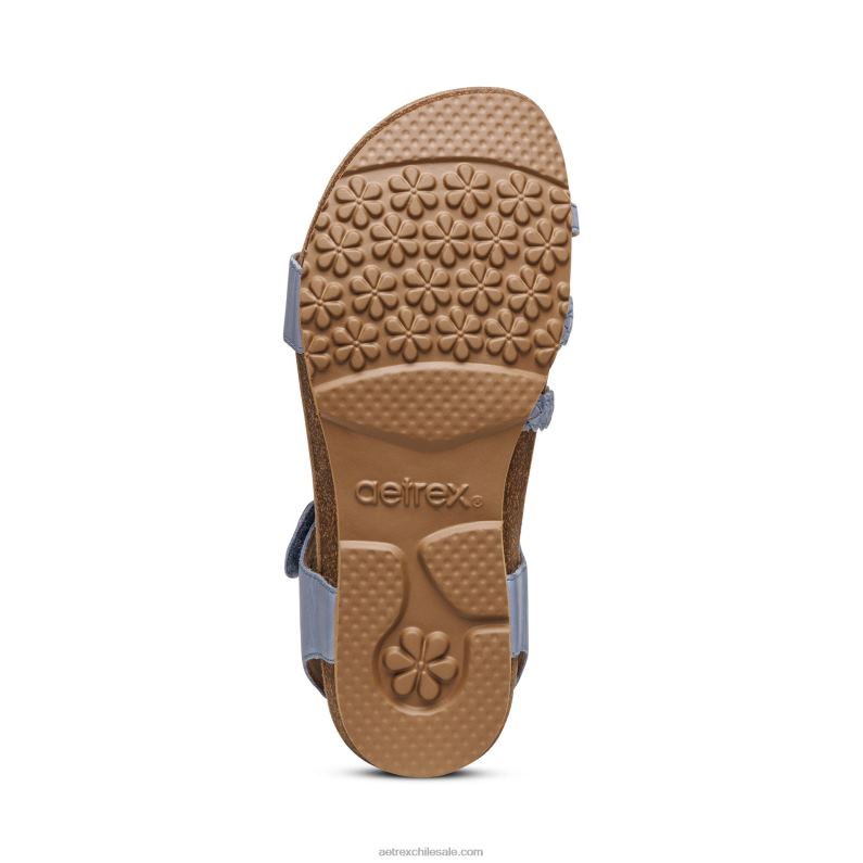 mujer azul Aetrex sandalias jillian con tiras trenzadas 2TB4B198