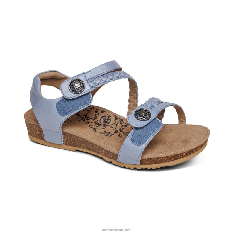 mujer azul Aetrex sandalias jillian con tiras trenzadas 2TB4B198