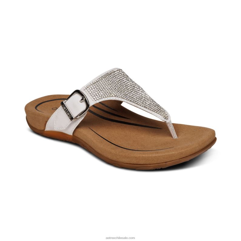 mujer blanco Aetrex sandalia con tira ajustable rae 2TB4B253