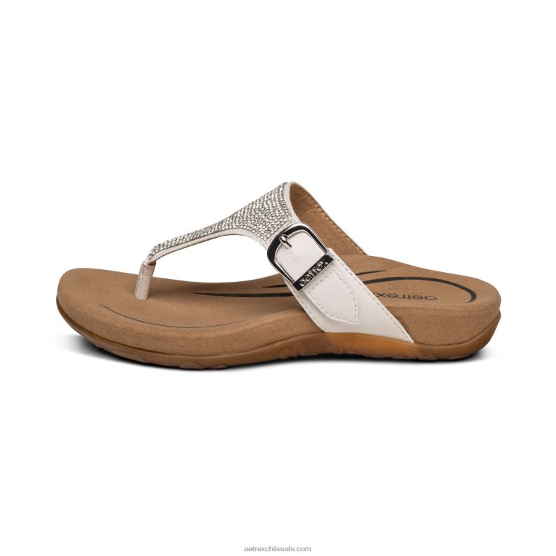 mujer blanco Aetrex sandalia con tira ajustable rae 2TB4B253