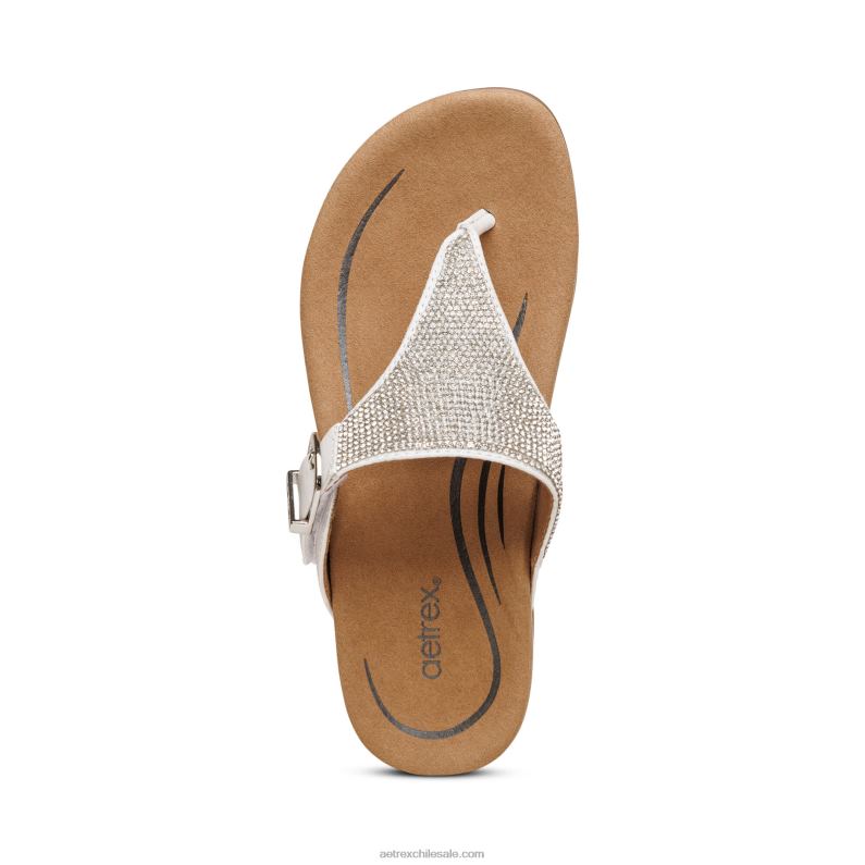 mujer blanco Aetrex sandalia con tira ajustable rae 2TB4B253