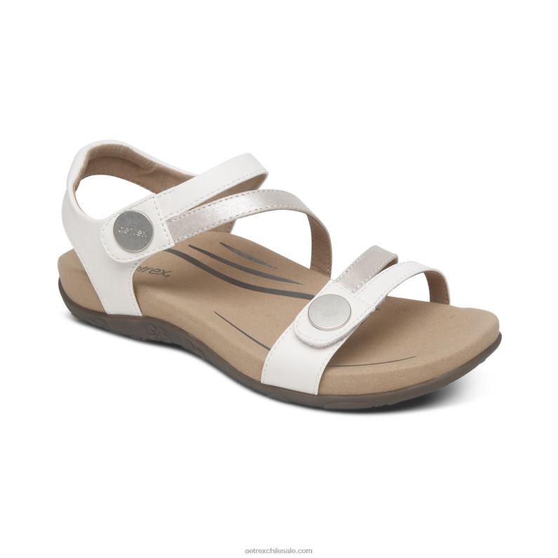 mujer blanco Aetrex sandalias jess con tiras ajustables 2TB4B76