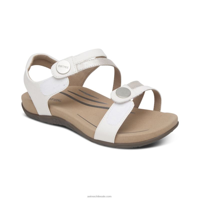 mujer blanco Aetrex sandalias jess con tiras ajustables 2TB4B76