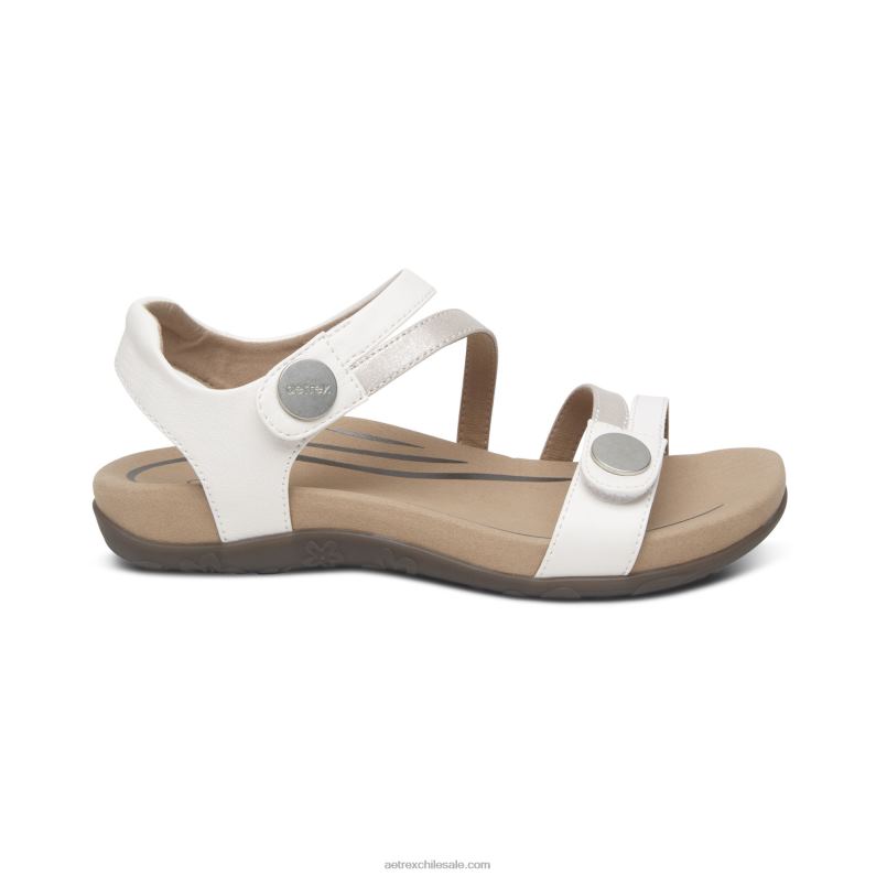 mujer blanco Aetrex sandalias jess con tiras ajustables 2TB4B76