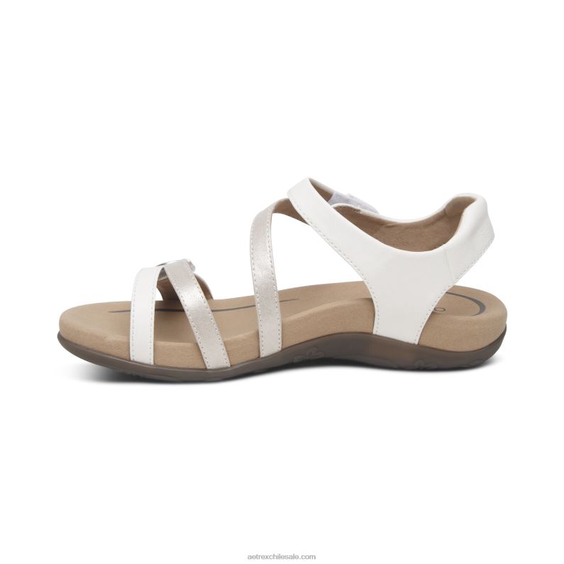 mujer blanco Aetrex sandalias jess con tiras ajustables 2TB4B76