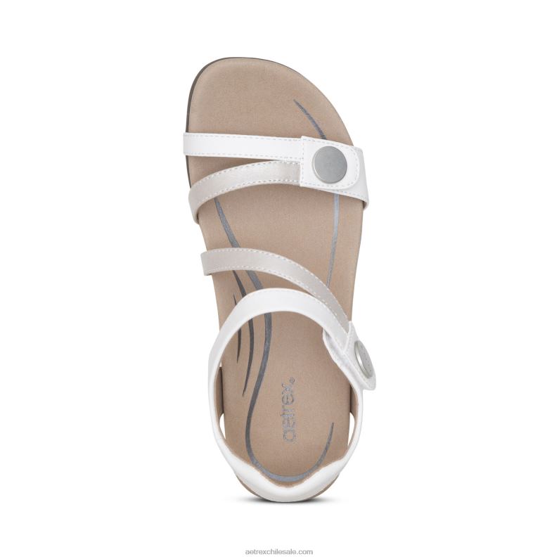 mujer blanco Aetrex sandalias jess con tiras ajustables 2TB4B76
