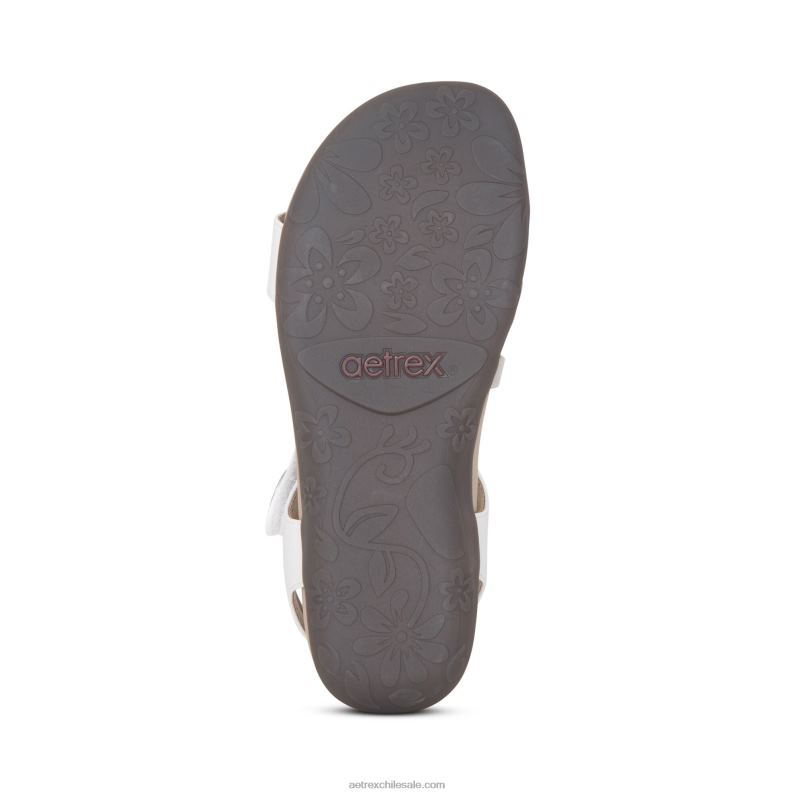 mujer blanco Aetrex sandalias jess con tiras ajustables 2TB4B76