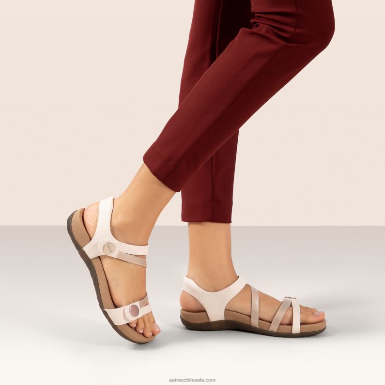 mujer blanco Aetrex sandalias jess con tiras ajustables 2TB4B76