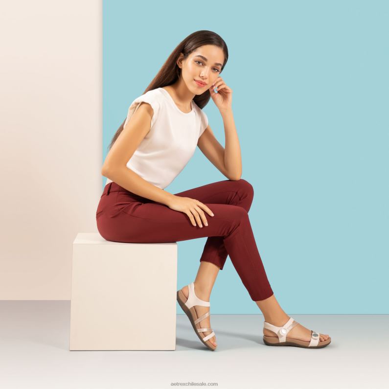mujer blanco Aetrex sandalias jess con tiras ajustables 2TB4B76