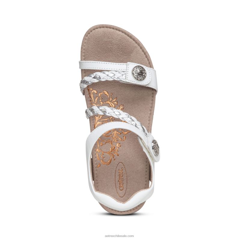 mujer blanco Aetrex sandalias jillian con tiras trenzadas 2TB4B27