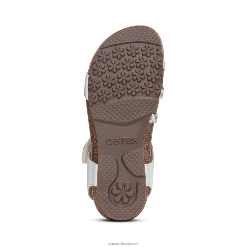mujer blanco Aetrex sandalias jillian con tiras trenzadas 2TB4B27