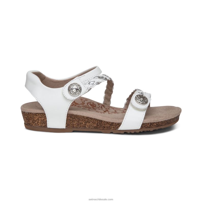 mujer blanco Aetrex sandalias jillian con tiras trenzadas 2TB4B27