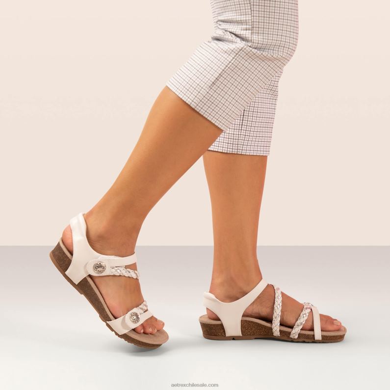 mujer blanco Aetrex sandalias jillian con tiras trenzadas 2TB4B27