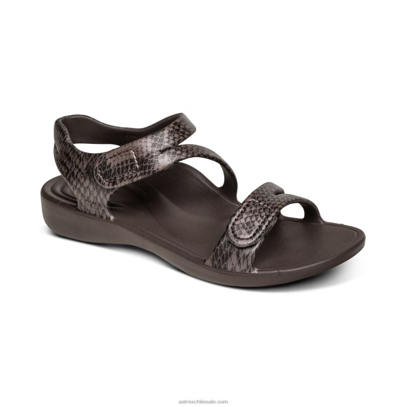 mujer boa marrón Aetrex sandalia deportiva jillian 2TB4B196